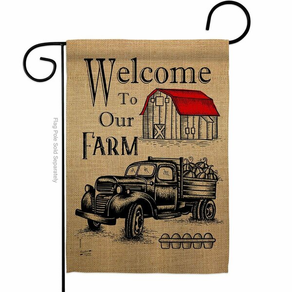Patio Trasero Welcome Farm Country Living Primitive 13 x 18.5 in. Double-Sided  Vertical Garden Flags for PA3955634